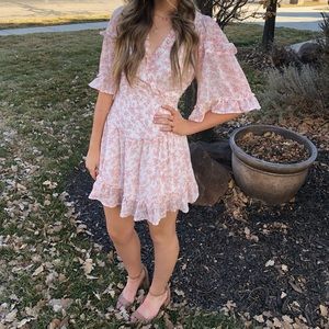 Pink and White Floral Dress